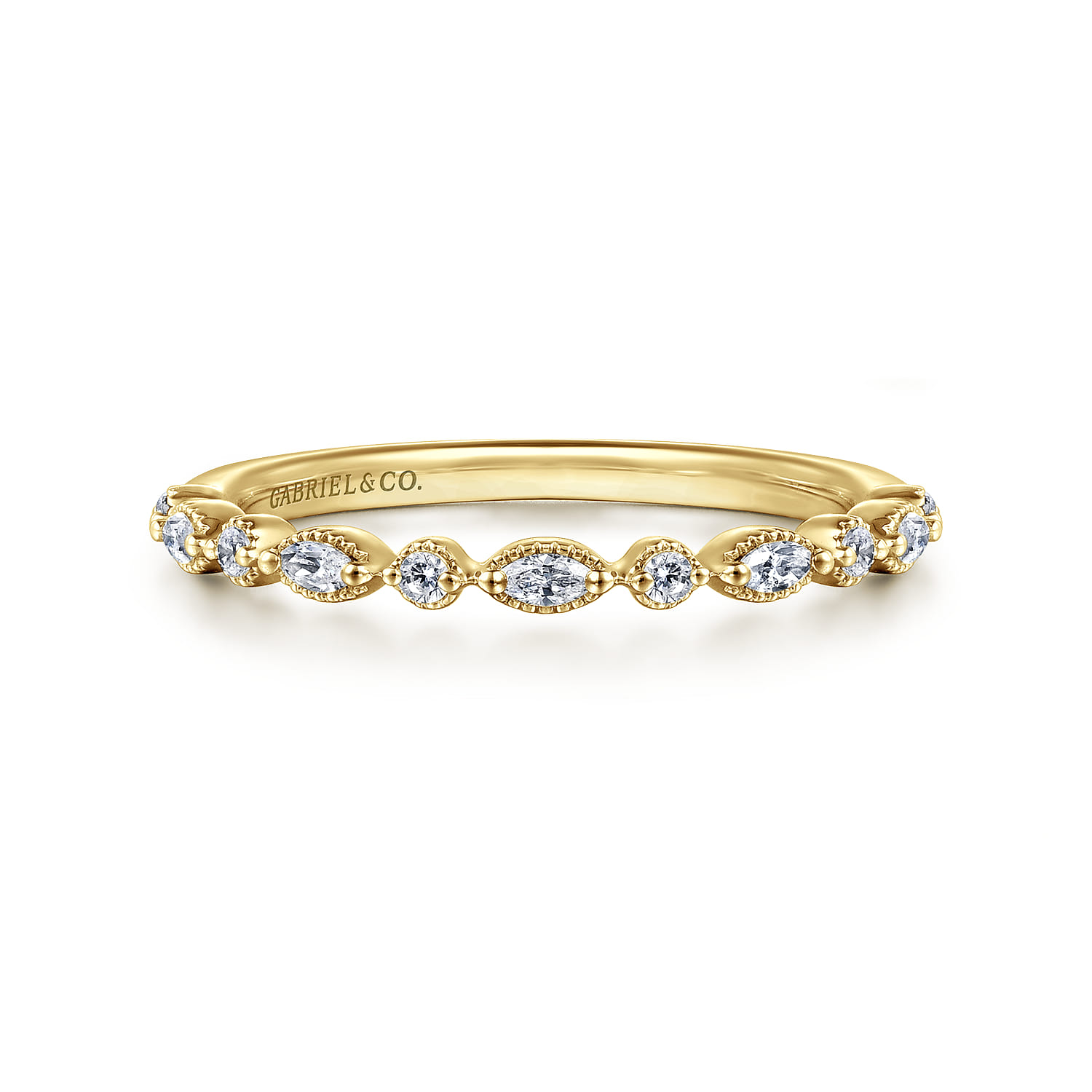 14K Yellow Gold Diamond Wedding Band - 0.24 ct - Shot 1