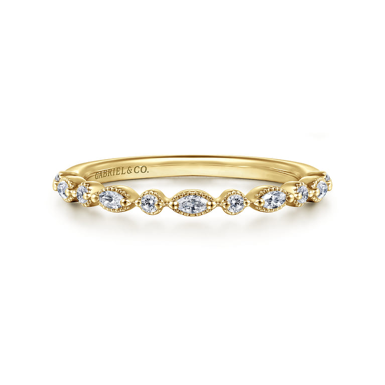 14K Yellow Gold Diamond Wedding Band - 0.24 ct - Shot 1