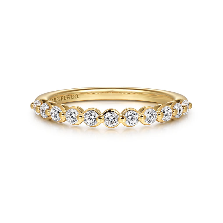 14K Yellow Gold Diamond Wedding Band - 0.37 ct - Shot 1