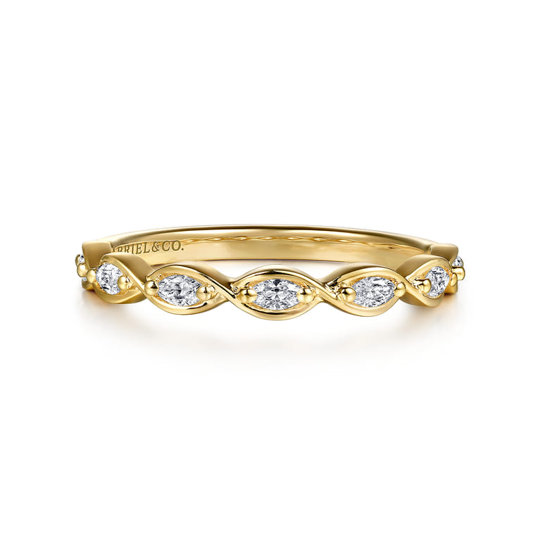 14K Yellow Gold Diamond Wedding Band - 0.23 ct - Shot 1