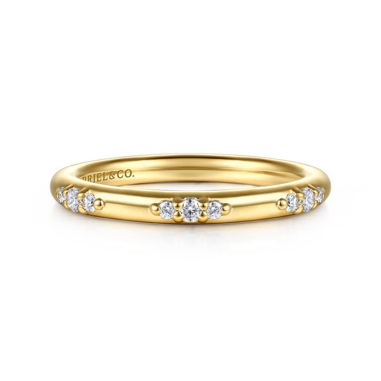 14K Yellow Gold Diamond Wedding Band - 0.13 ct - Shot 1