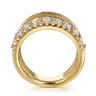 14K Yellow Gold Diamond Wide Band Easy Stackable Ring - 2 ct