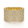 14K Yellow Gold Diamond Wide Band Ladies Ring - 1.5 ct