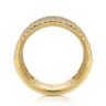 14K Yellow Gold Diamond Wide Band Ladies Ring - 1.5 ct