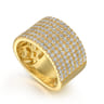 14K Yellow Gold Diamond Wide Band Ladies Ring - 1.5 ct