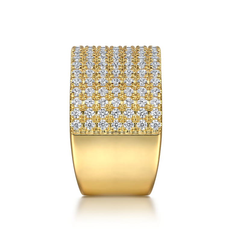 14K Yellow Gold Diamond Wide Band Ladies Ring - 1.5 ct - Shot 4