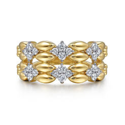 14K Yellow Gold Diamond Wide Band Ring