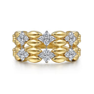 14K Yellow Gold Diamond Wide Band Ring
