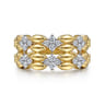 14K Yellow Gold Diamond Wide Band Ring - 0.6 ct