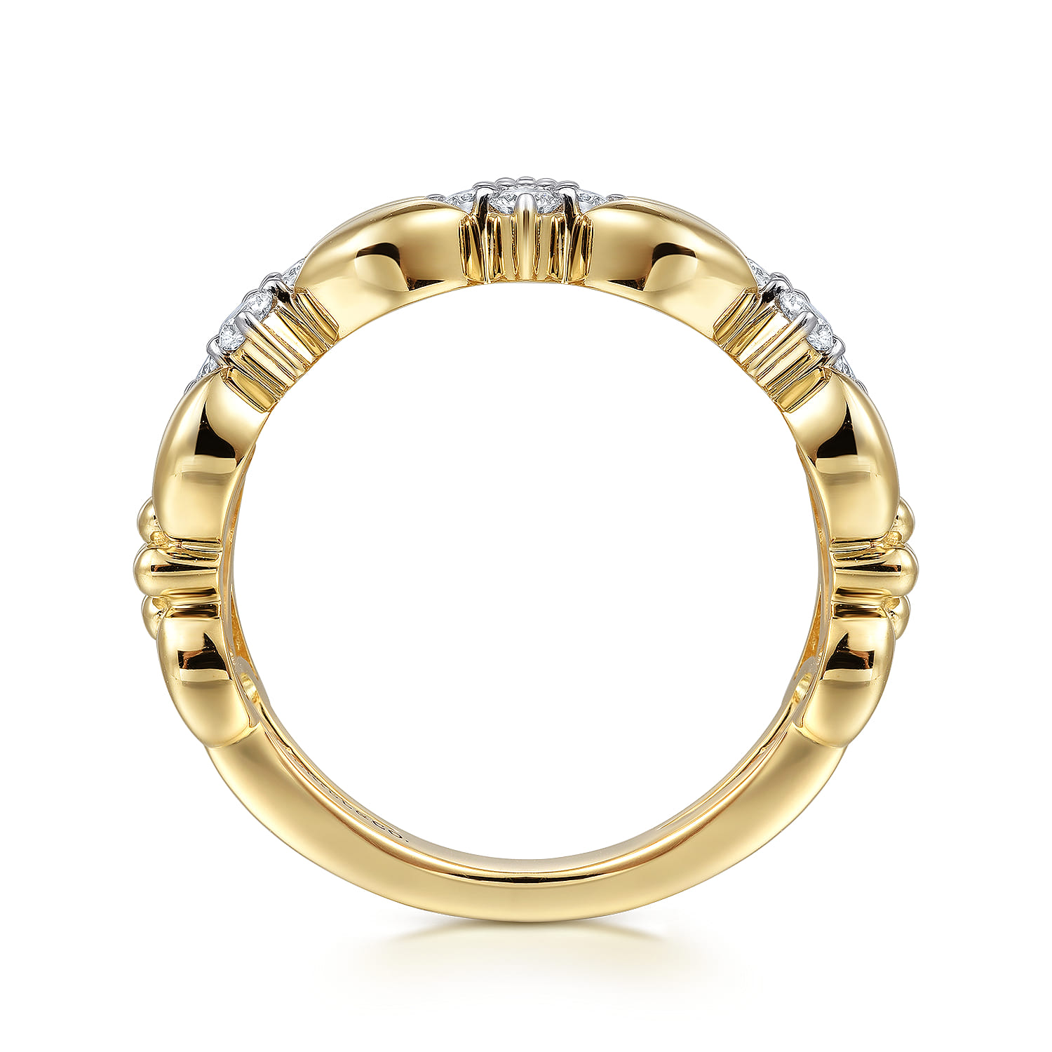 14K Yellow Gold Diamond Wide Band Ring - 0.6 ct - Shot 2