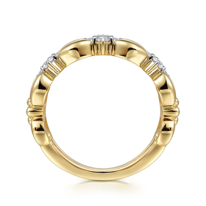 14K Yellow Gold Diamond Wide Band Ring