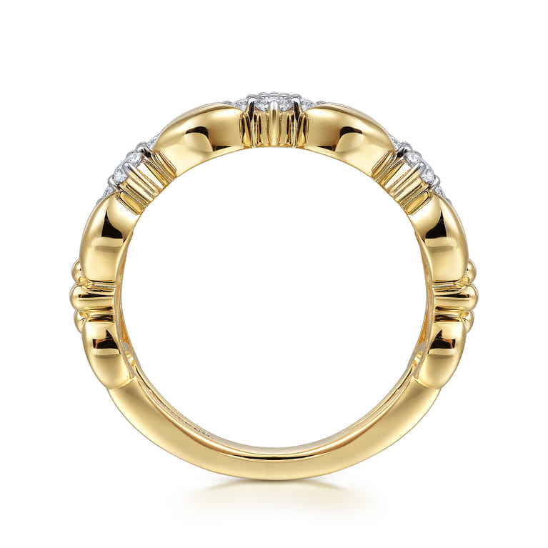 14K Yellow Gold Diamond Wide Band Ring - 0.6 ct - Shot 2