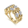 14K Yellow Gold Diamond Wide Band Ring - 0.6 ct