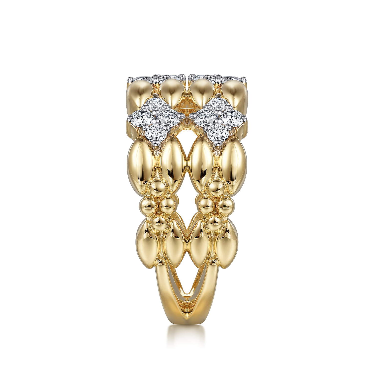 14K Yellow Gold Diamond Wide Band Ring - 0.6 ct - Shot 4