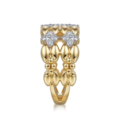 14K Yellow Gold Diamond Wide Band Ring