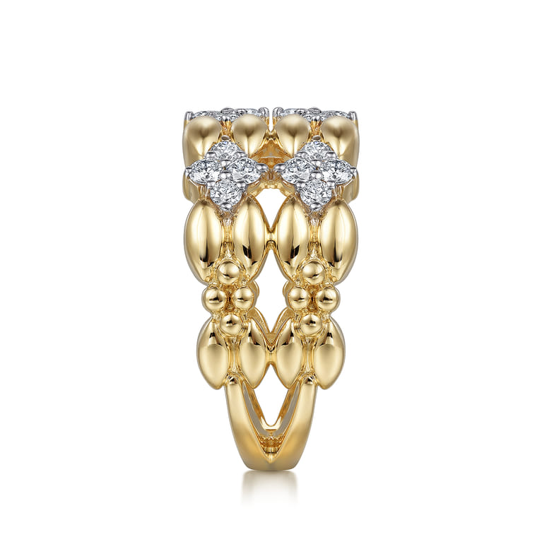 14K Yellow Gold Diamond Wide Band Ring - 0.6 ct - Shot 4
