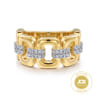 14K Yellow Gold Diamond Wide Band Ring - 0.3 ct
