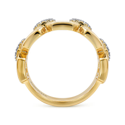 14K Yellow Gold Diamond Wide Band Ring