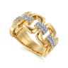 14K Yellow Gold Diamond Wide Band Ring - 0.3 ct