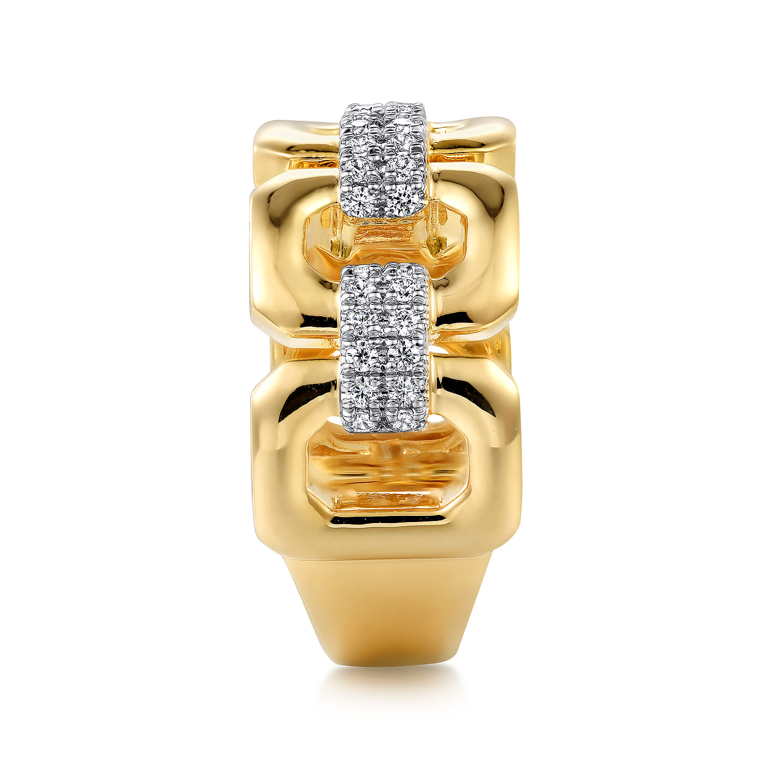 14K Yellow Gold Diamond Wide Band Ring - 0.3 ct - Shot 4