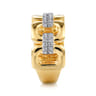14K Yellow Gold Diamond Wide Band Ring - 0.3 ct