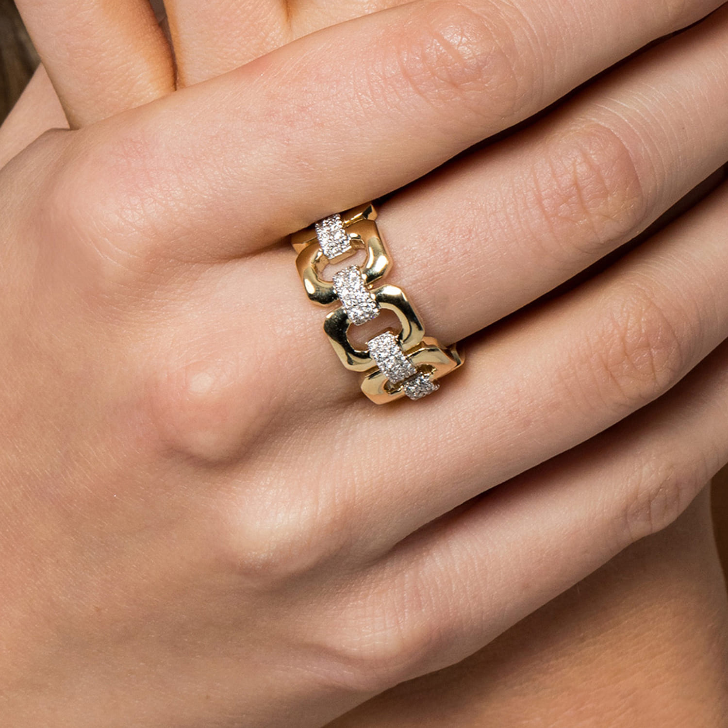 14K Yellow Gold Diamond Wide Band Ring - 0.3 ct - Shot 5