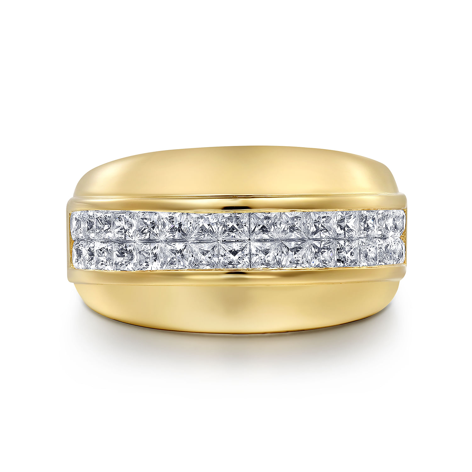 14K Yellow Gold Diamond Wide Band Ring - 1.28 ct - Shot 1