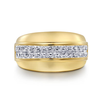 14K Yellow Gold Diamond Wide Band Ring