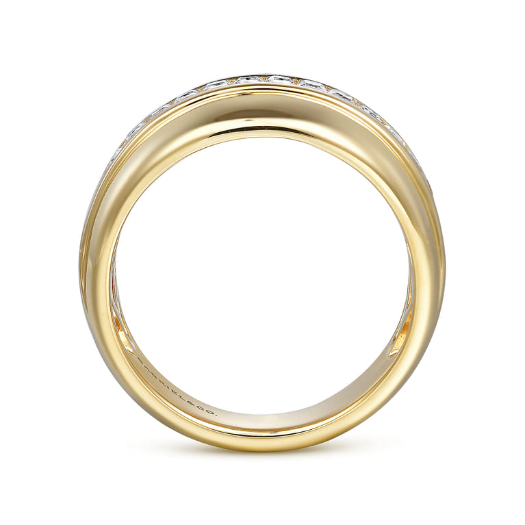 14K Yellow Gold Diamond Wide Band Ring - 1.28 ct - Shot 2