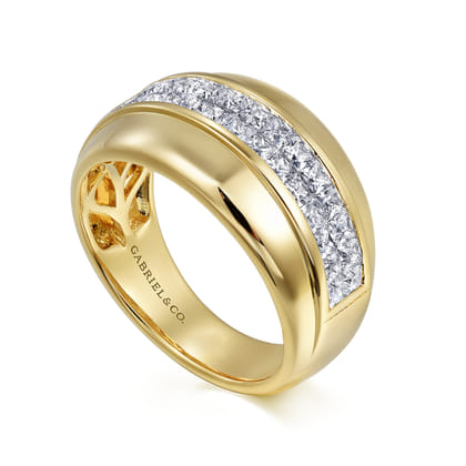 14K Yellow Gold Diamond Wide Band Ring