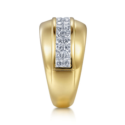 14K Yellow Gold Diamond Wide Band Ring
