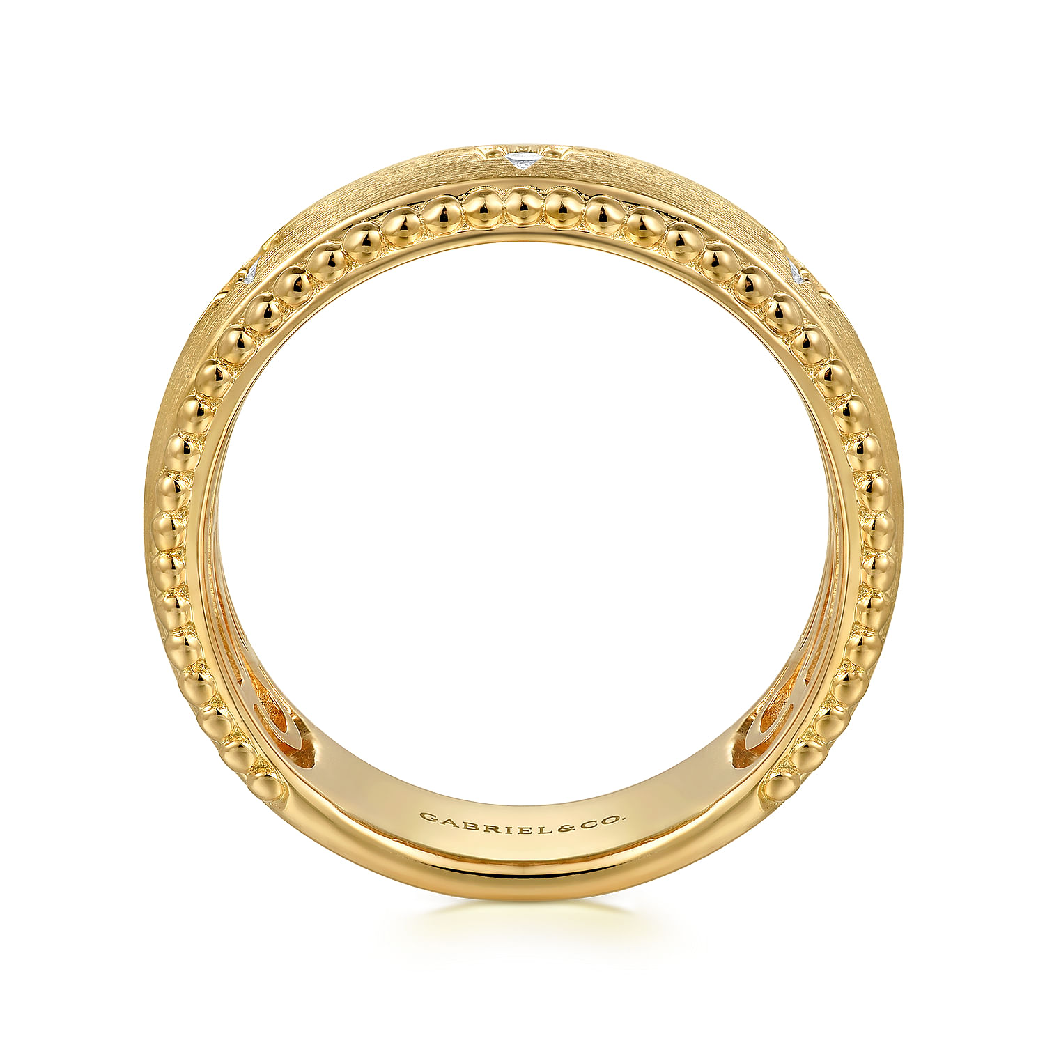 14K Yellow Gold Diamond Wide Bujukan Cigar Ladies Band