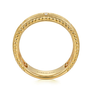 14K Yellow Gold Diamond Wide Bujukan Cigar Ladies Band