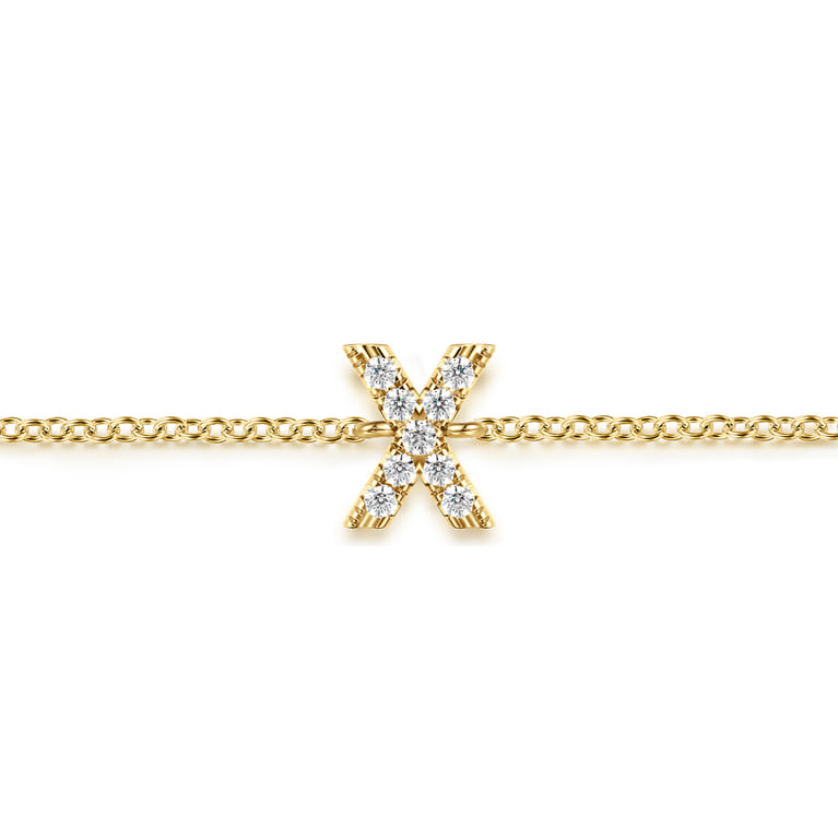 14K Yellow Gold Diamond X Initial Chain Bracelet - 0.06 ct - Shot 2