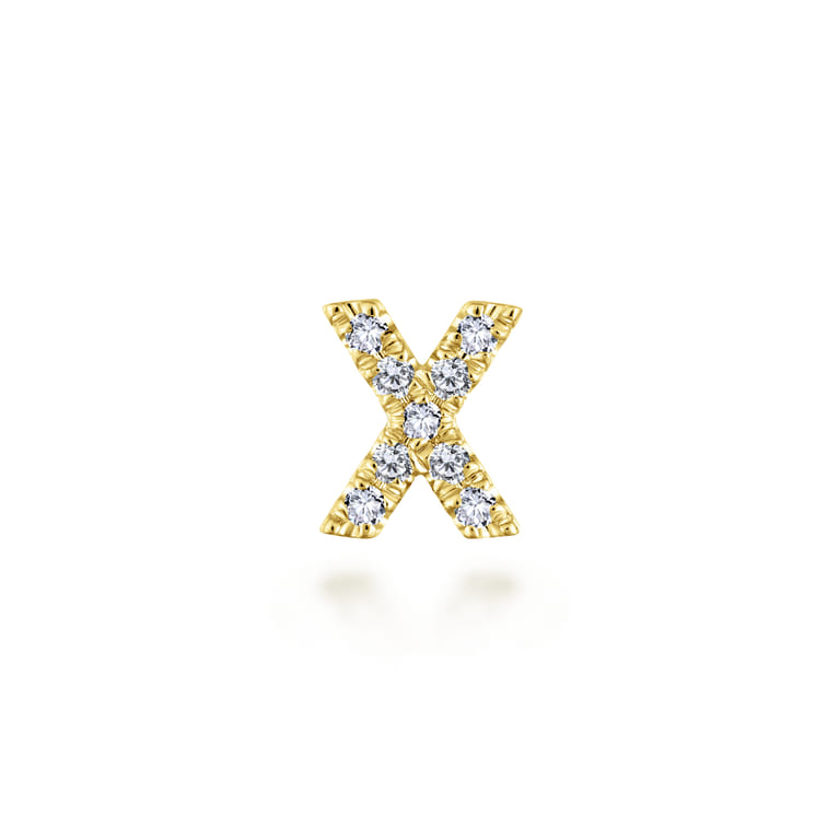 14K Yellow Gold Diamond X Initial Locket Charm - 0.05 ct - Shot 1
