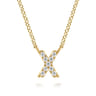 14K Yellow Gold Diamond X Initial Pendant Necklace - 0.06 ct