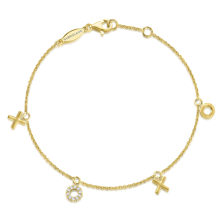 14K Yellow Gold Diamond XOXO Bracelet - 0.05 ct - Shot 1