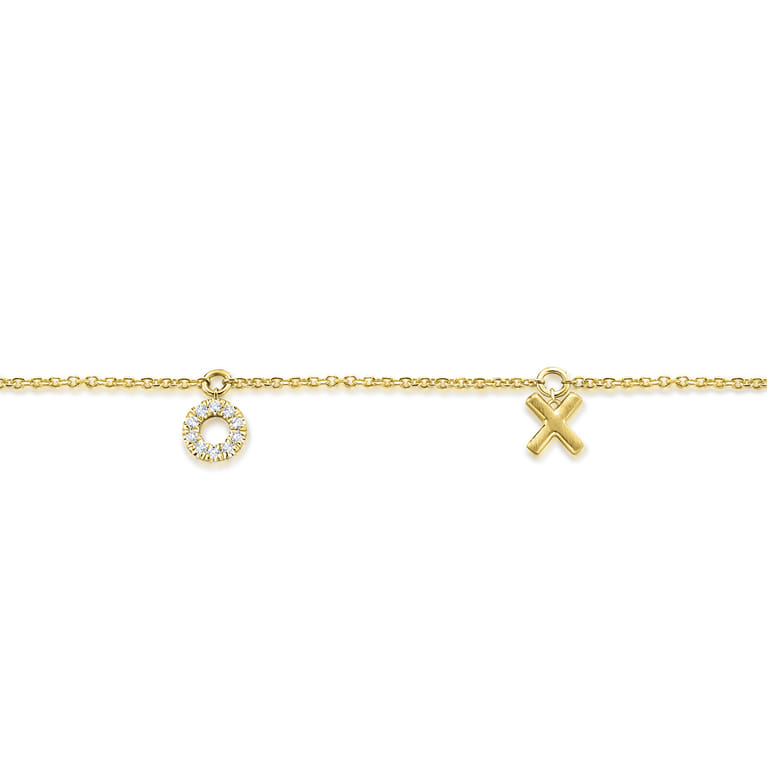 14K Yellow Gold Diamond XOXO Bracelet - 0.05 ct - Shot 2