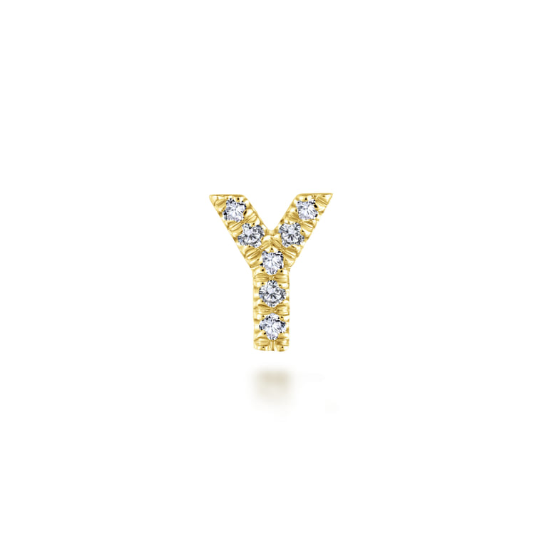 14K Yellow Gold Diamond Y Initial Locket Charm - 0.03 ct - Shot 1