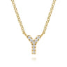 14K Yellow Gold Diamond Y Initial Pendant Necklace - 0.04 ct