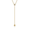 14K Yellow Gold Diamond Y-Knot Necklace with Hollow Gold Bead - 0.03 ct