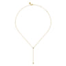 14K Yellow Gold Diamond Y-Knot Necklace with Hollow Gold Bead - 0.03 ct