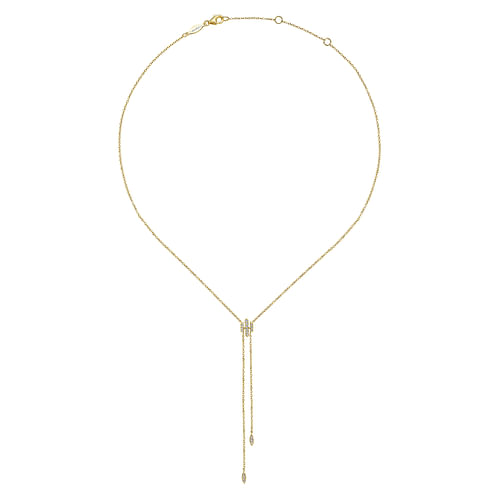 14K Yellow Gold Diamond Y Knot Necklace - 0.11 ct - Shot 2
