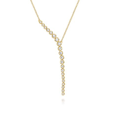 14K Yellow Gold Diamond Y Necklace