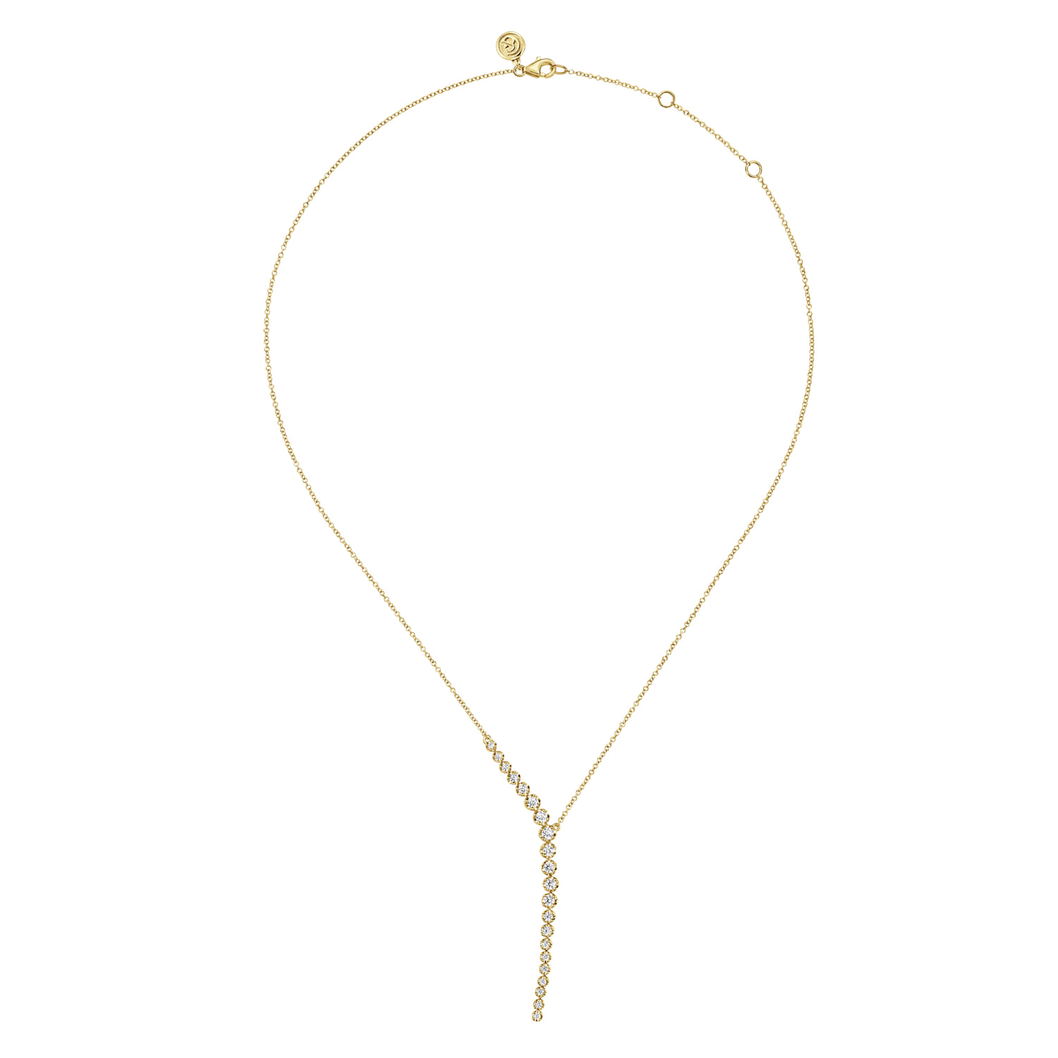 14K Yellow Gold Diamond Y Necklace - 0.75 ct - Shot 2
