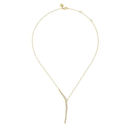 14K Yellow Gold Diamond Y Necklace