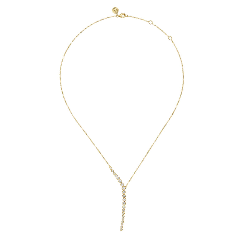 14K Yellow Gold Diamond Y Necklace - 0.75 ct - Shot 2