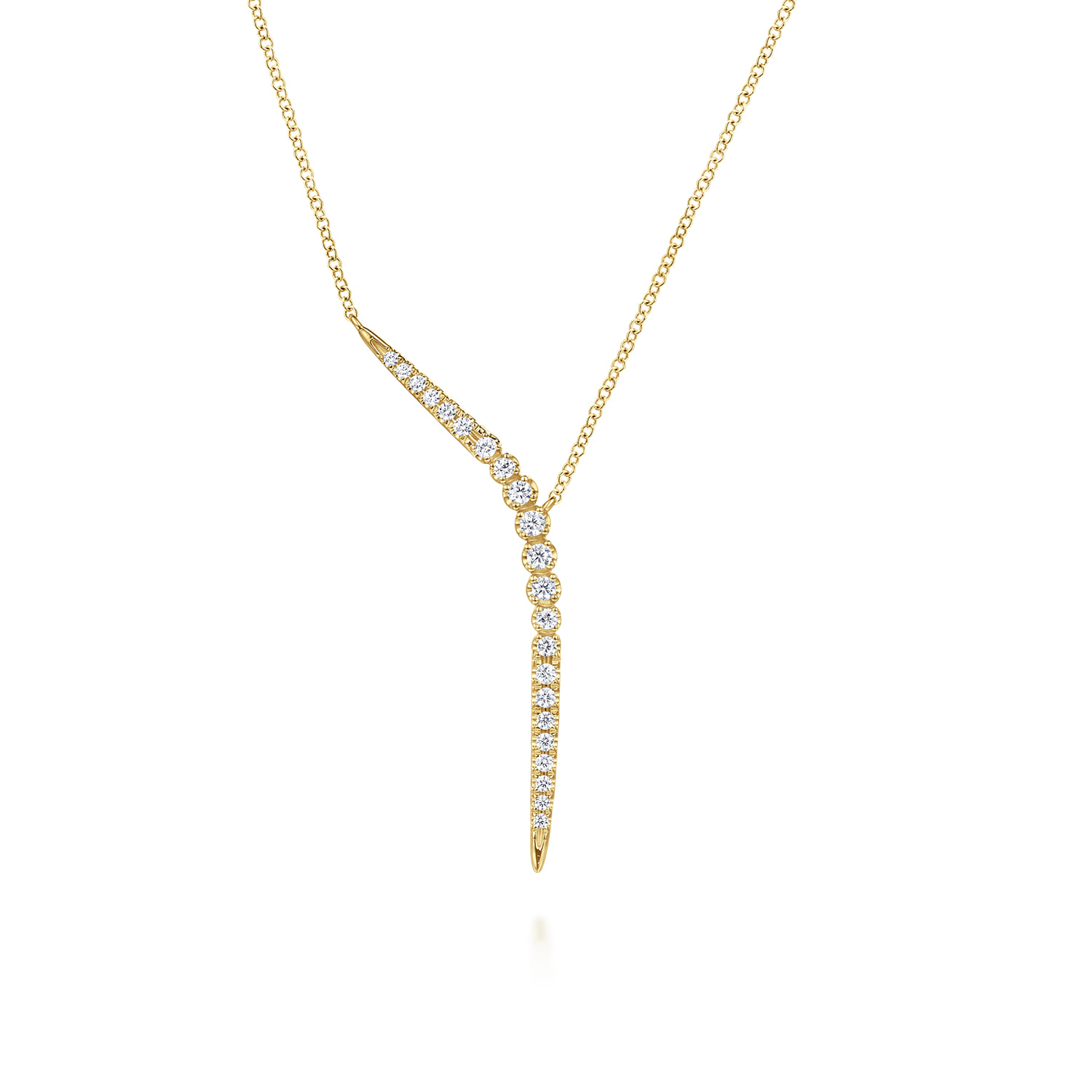 14K Yellow Gold Diamond Y Necklace - 0.32 ct - Shot 1