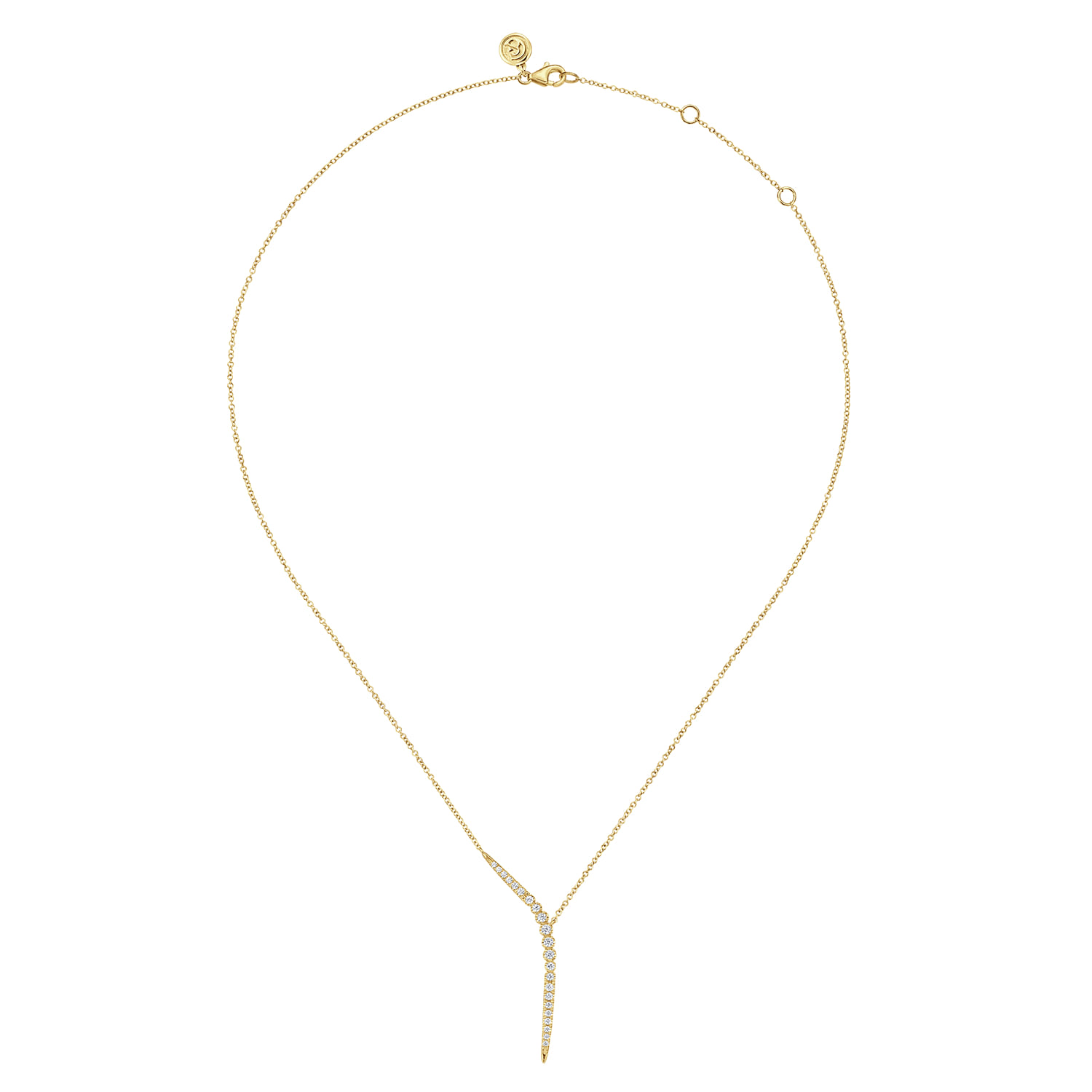 14K Yellow Gold Diamond Y Necklace - 0.32 ct - Shot 2