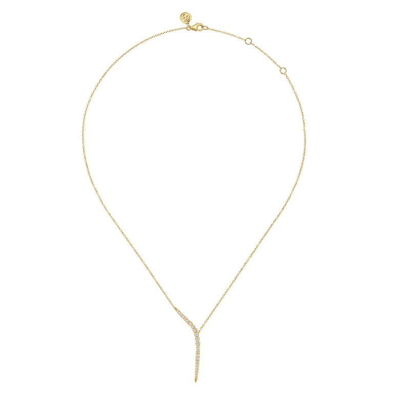 14K Yellow Gold Diamond Y Necklace - 0.32 ct - Shot 2